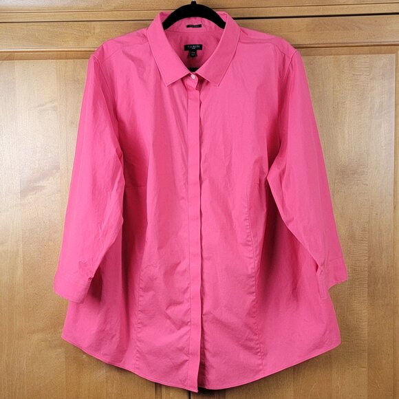 Talbots Coral Pink Wrinkle Resistant 3/4 Sleeve Cotton Blouse - 22W - Picture 1 of 7